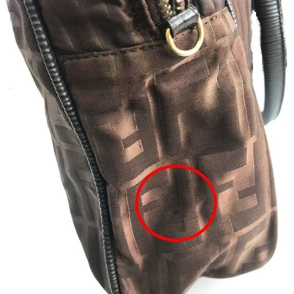 AUTH FENDI Zucca FF pattern 2WAY Shoulder Bag Tote Bag Nylon / Leather Brown - Picture 6 of 12